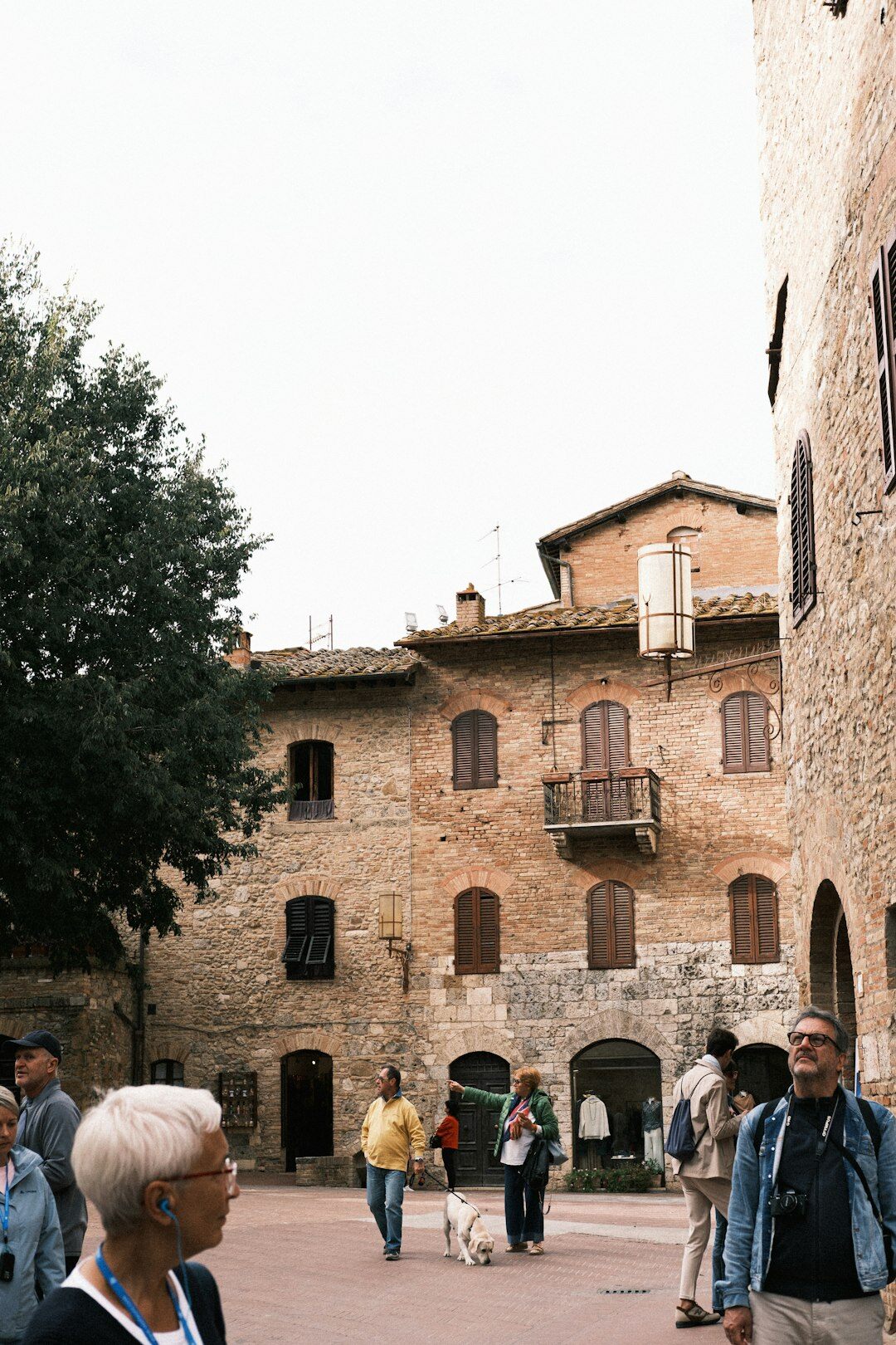 Senior group sightseeing in a historic old town