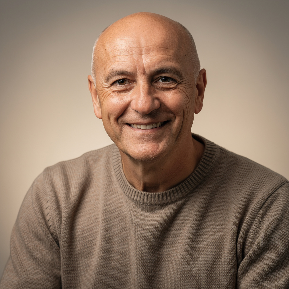 Portrait of a smiling bald older man