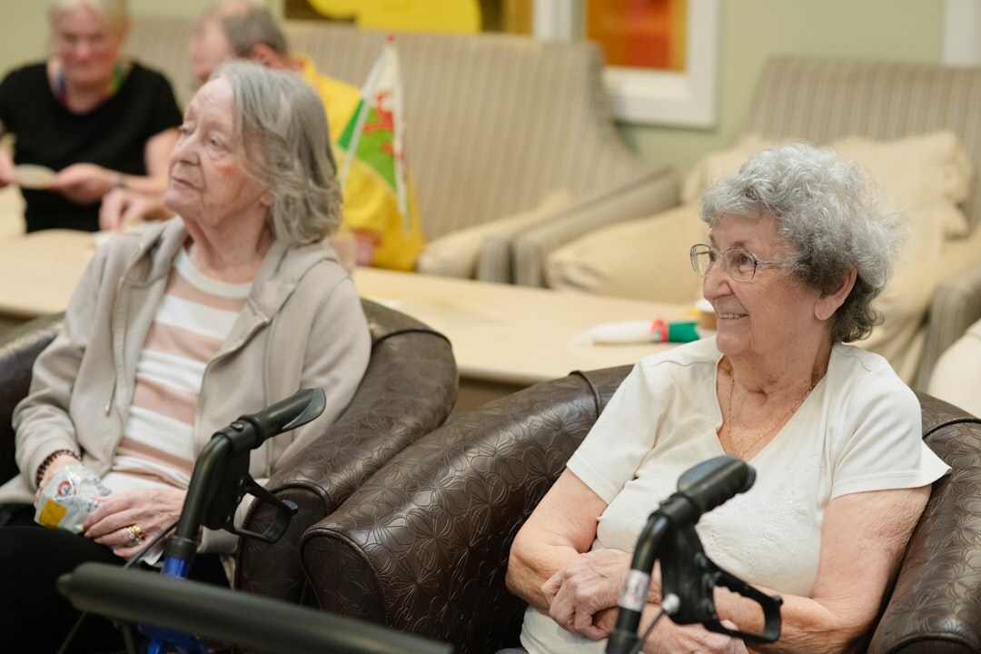 group of elderly friends smiling